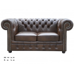 Sofa skórzana Chesterfield 2-osobowa